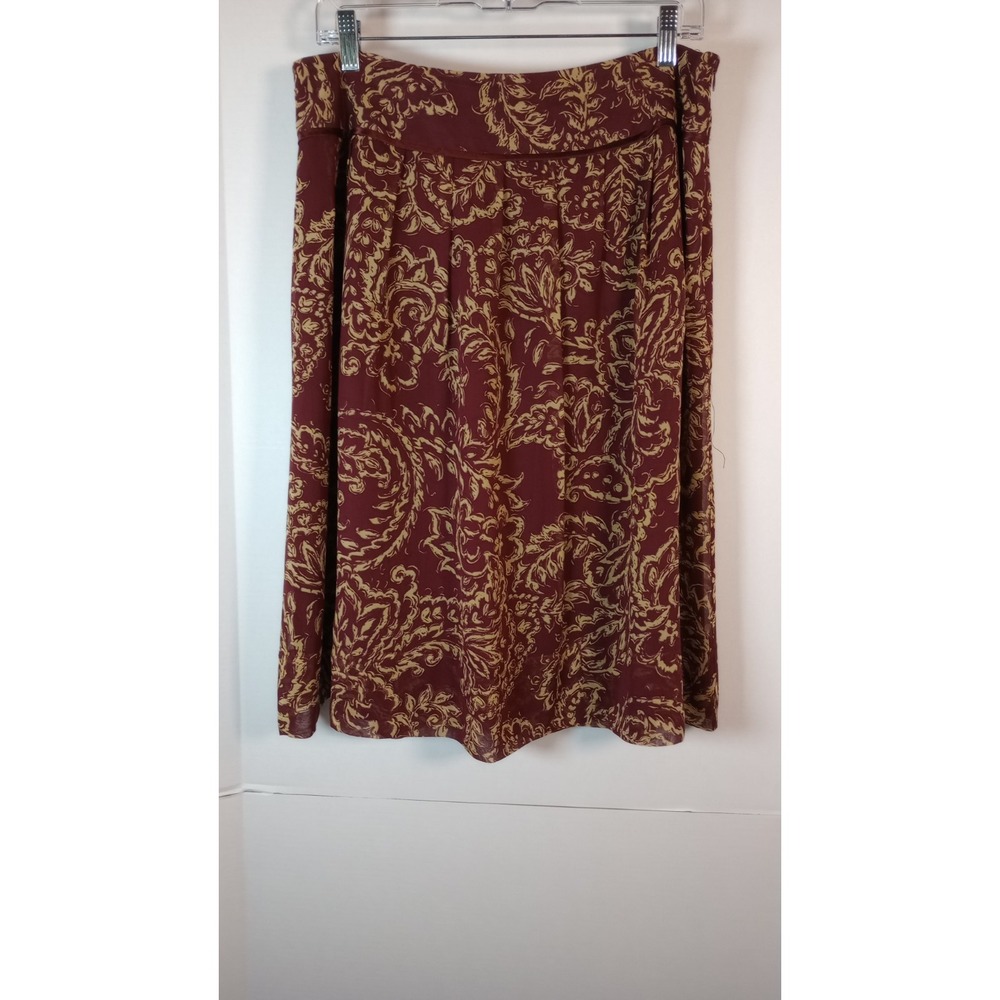 Pendleton Burgundy/Wine 100% Silk Skirt Sz 12 Side Zip Lined Paisley Boho Office